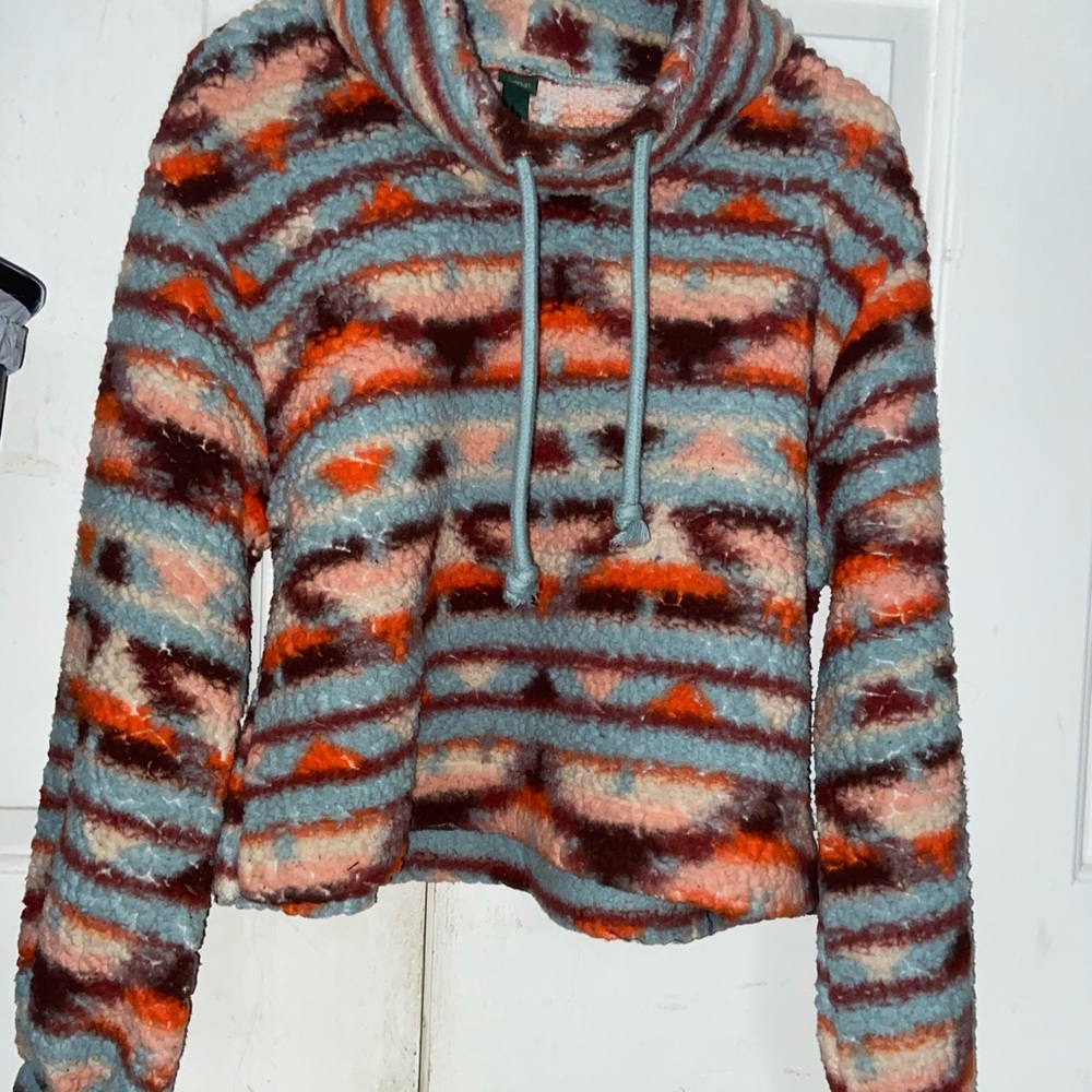 fuzzy multi colored sweater (with turtle neck)